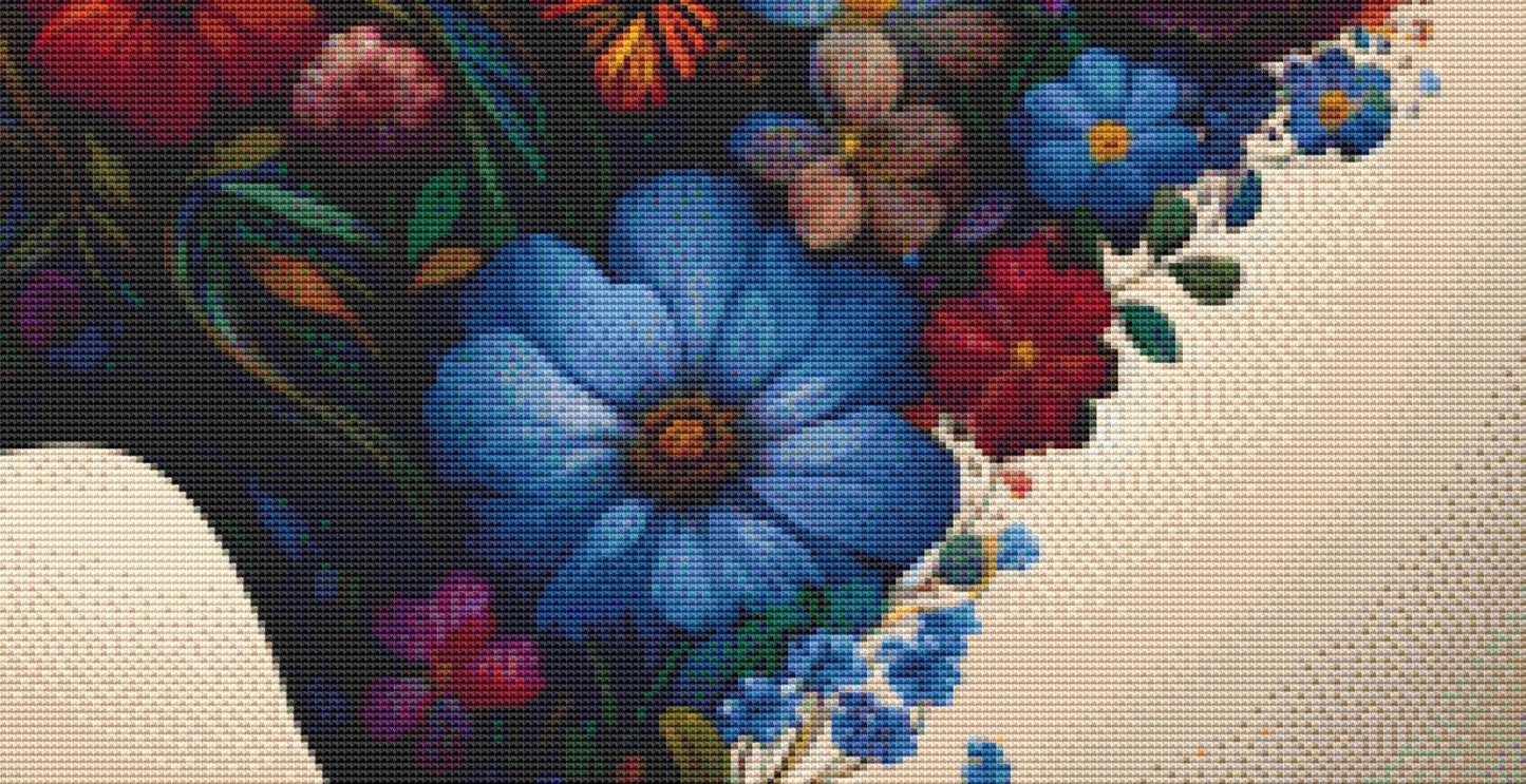 Floral Heart of Serenity counted cross stitch pattern by World of Love Hearts/Adrian G. Eyre