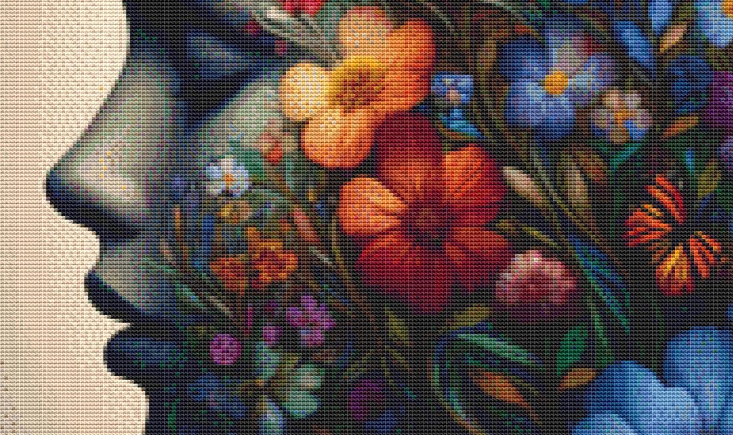Floral Heart of Serenity counted cross stitch pattern by World of Love Hearts/Adrian G. Eyre