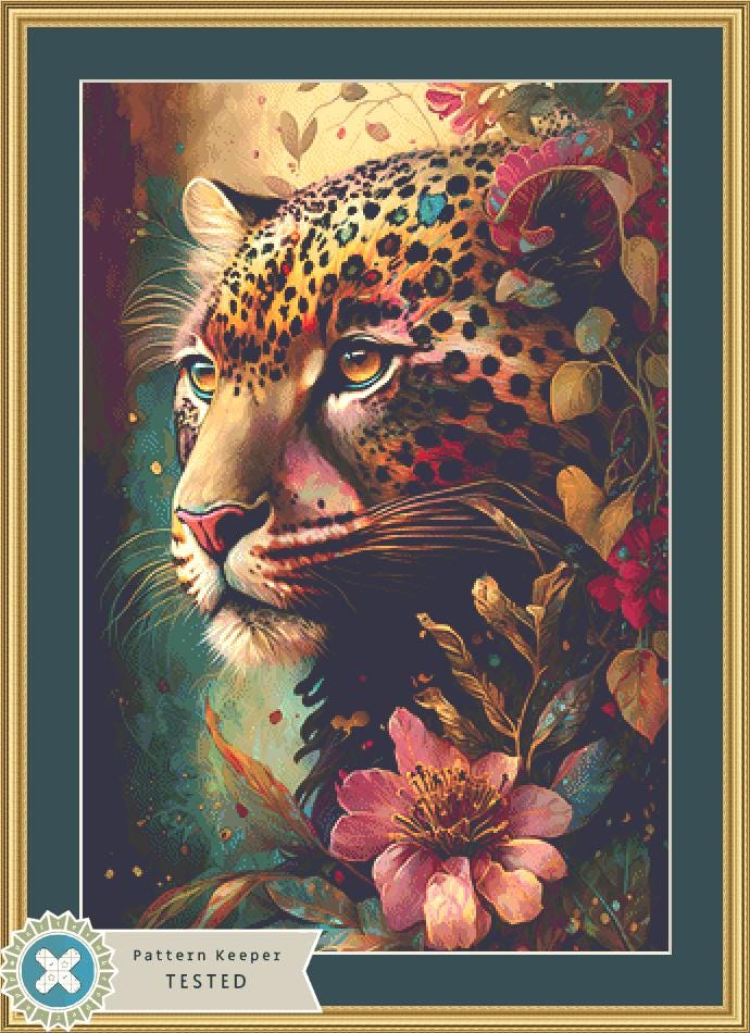 Watercolor Leopard counted cross stitch pattern by Digital Art Club AU