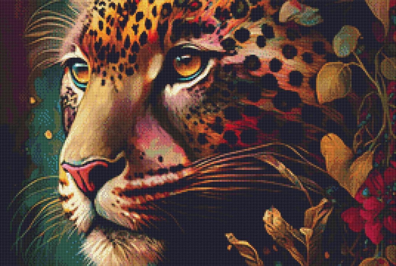 Watercolor Leopard counted cross stitch pattern by Digital Art Club AU