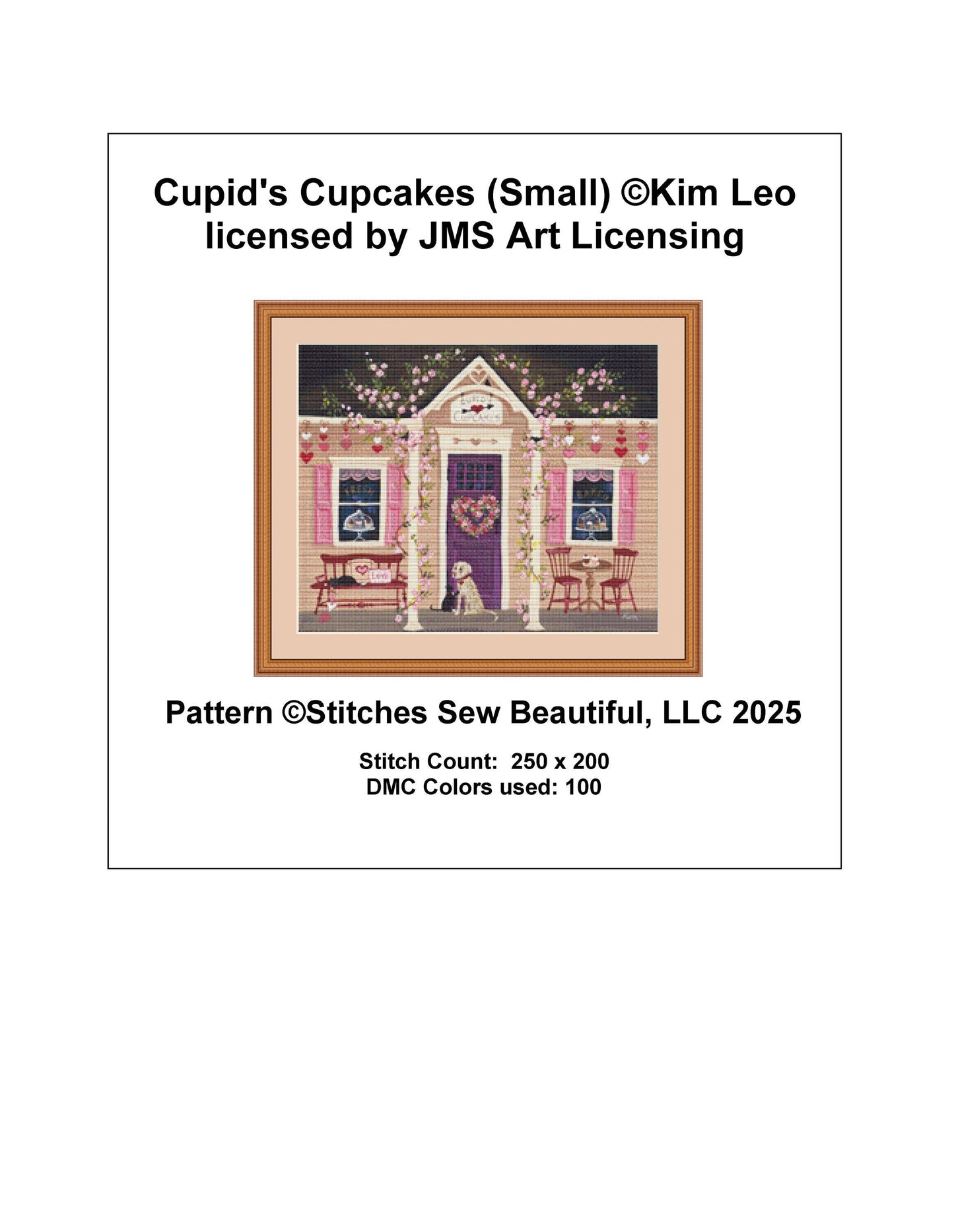 Cupid's Cupcakes (Small) counted cross stitch pattern by Kim Leo licensed by JMS Art Licensing
