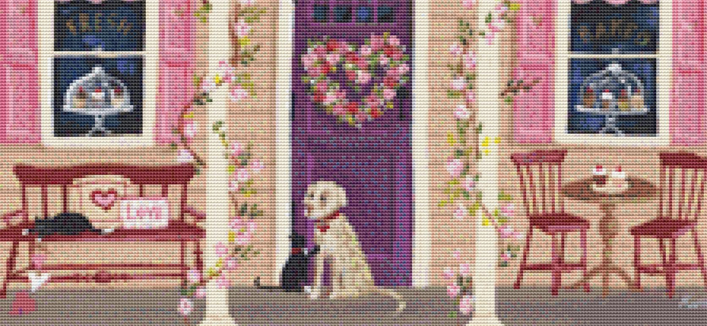 Cupid's Cupcakes (Small) counted cross stitch pattern by Kim Leo licensed by JMS Art Licensing