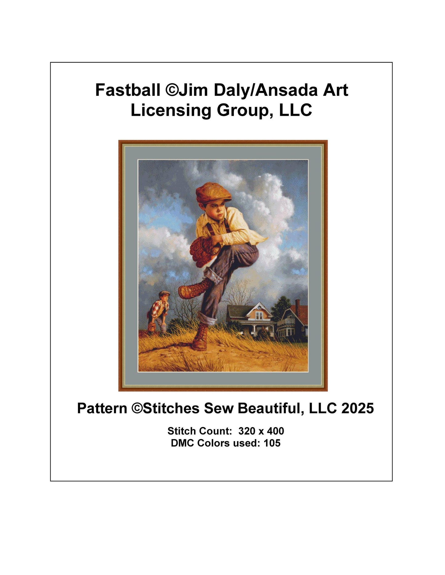 Fastball counted cross stitch pattern by Jim Daly/Ansada Art Licensing Group, LLC