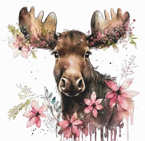 Moose Flowers counted cross stitch pattern by Cedar Grove Graphics