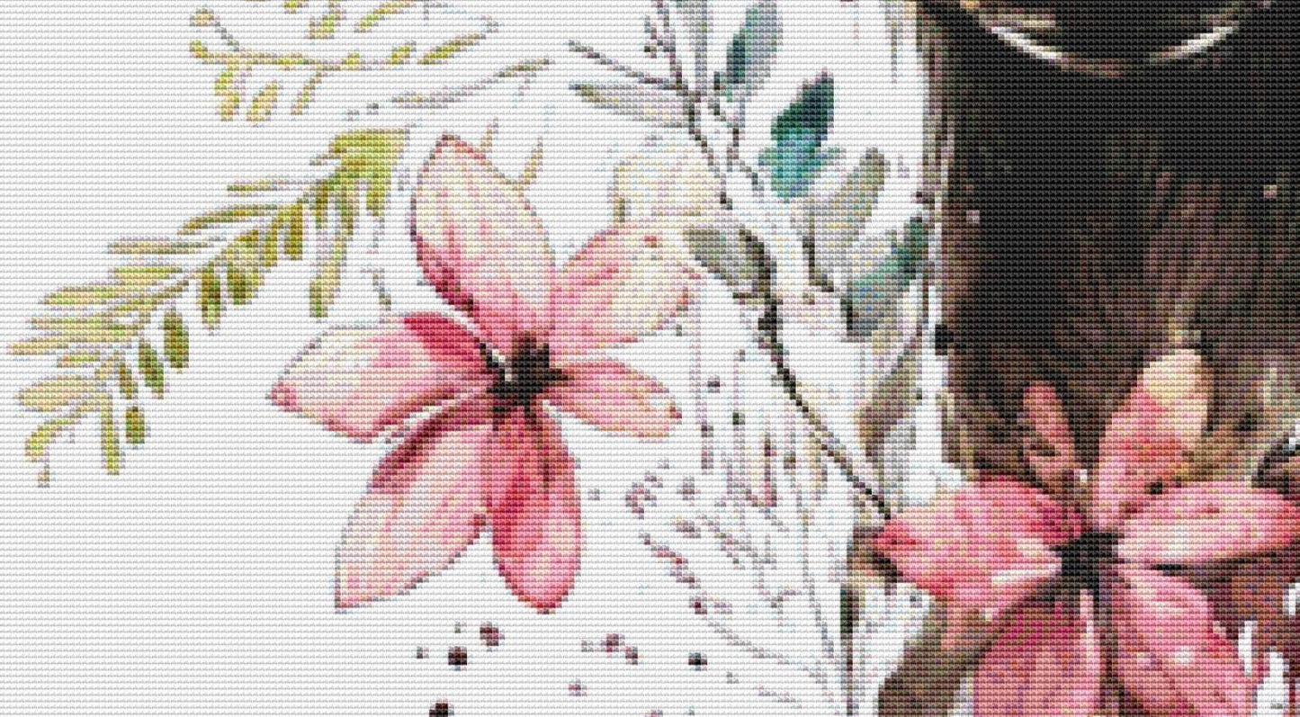 Moose Flowers counted cross stitch pattern by Cedar Grove Graphics
