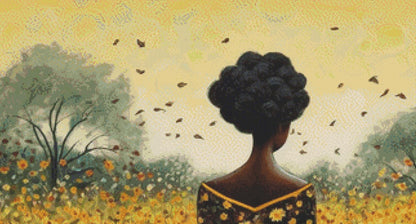 Woman in a Field of Flowers 17 counted cross stitch pattern by Eder Jose Rosa