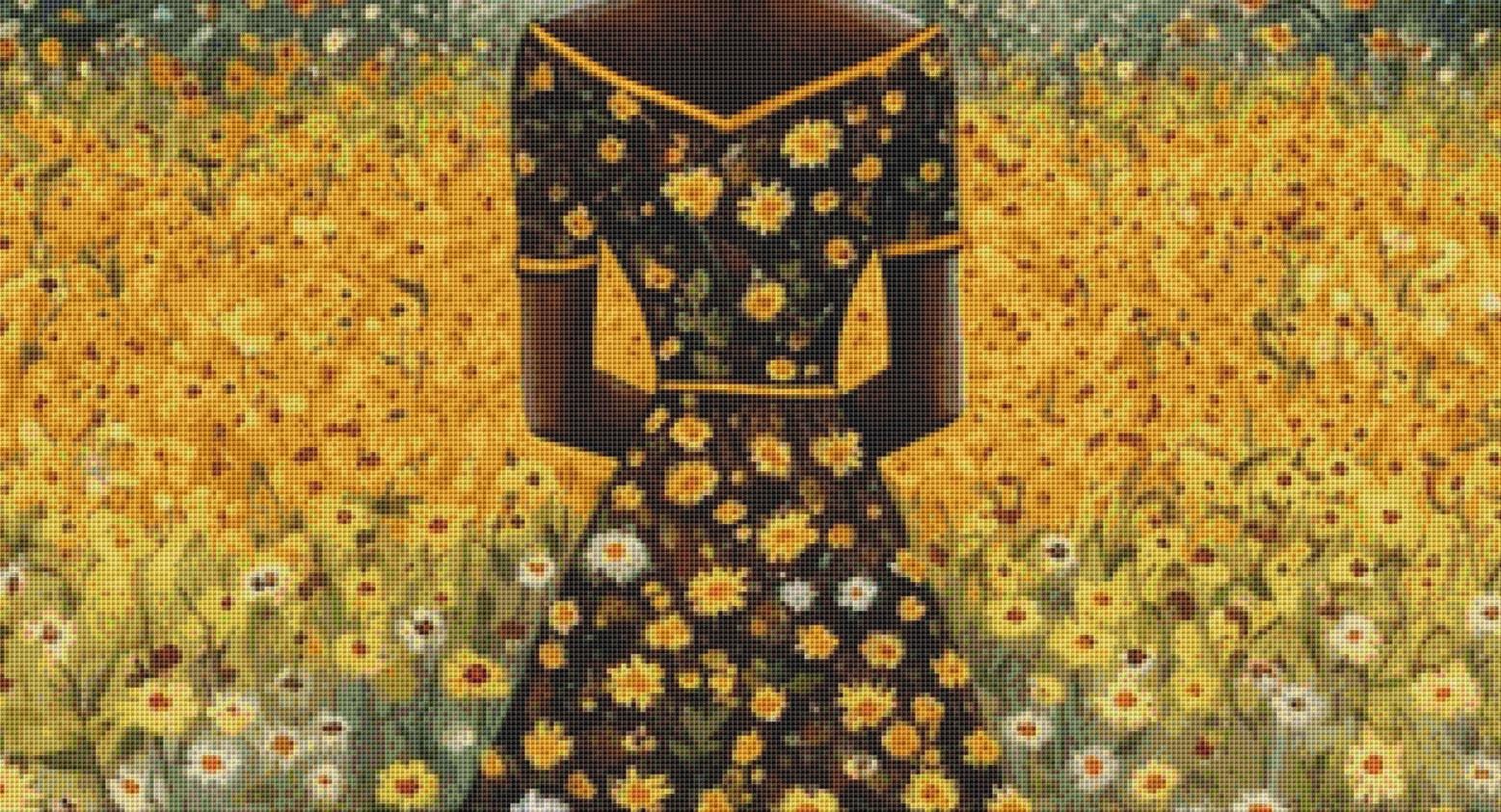 Woman in a Field of Flowers 17 counted cross stitch pattern by Eder Jose Rosa