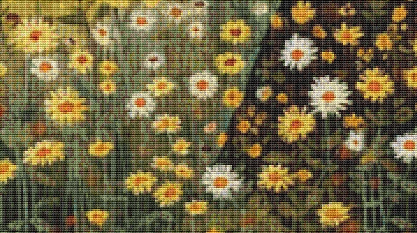 Woman in a Field of Flowers 17 counted cross stitch pattern by Eder Jose Rosa