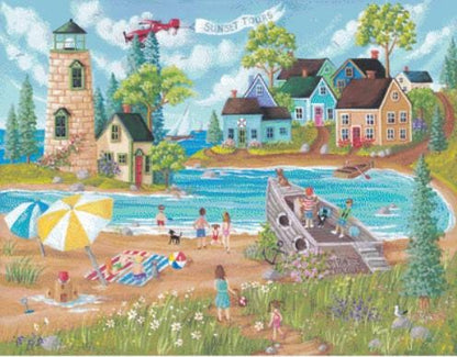 Sun Day Fun Day (Max Color) counted cross stitch pattern by Kim Leo licensed by JMS Art Licensing