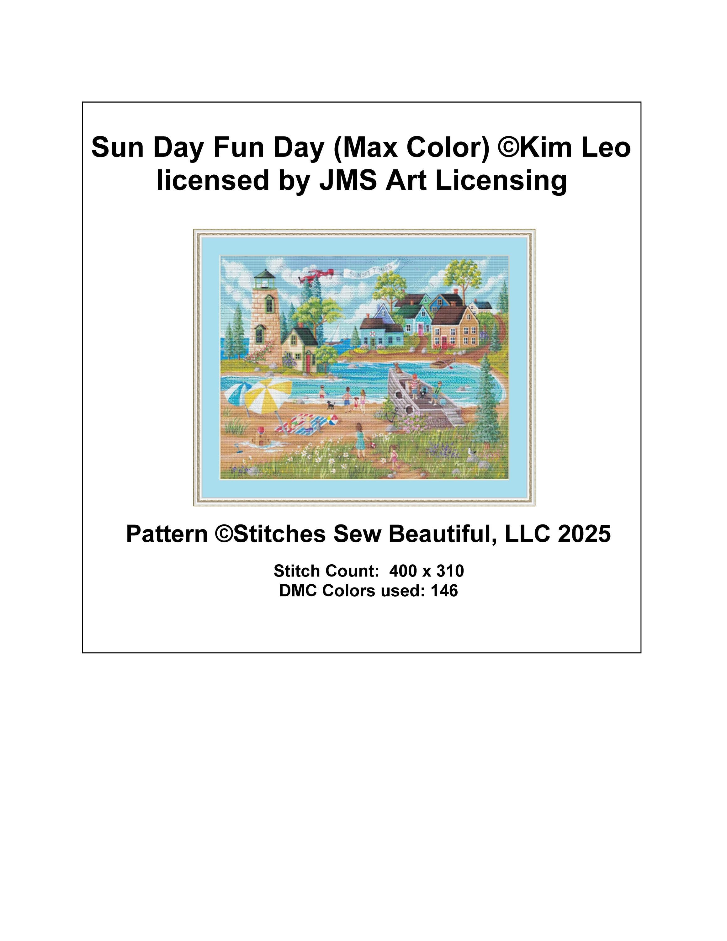 Sun Day Fun Day (Max Color) counted cross stitch pattern by Kim Leo li ...