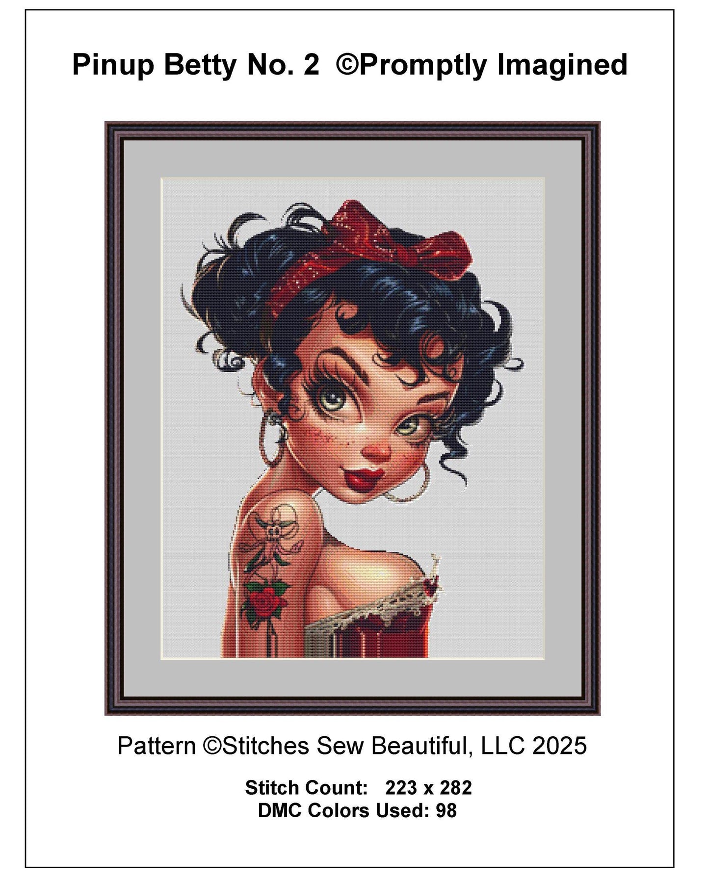 Pinup Betty No. 2 cross stitch pattern by Promptly Imagined