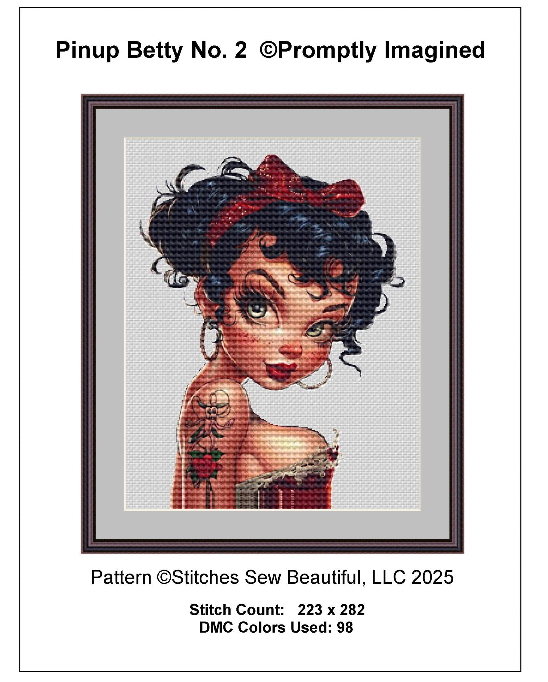 Pinup Betty No. 2 cross stitch pattern by Promptly Imagined