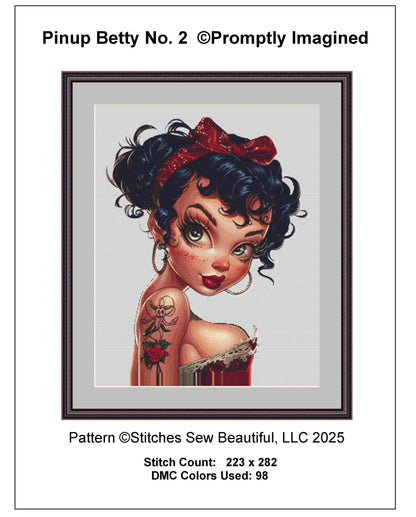 Pinup Betty No. 2 cross stitch pattern by Promptly Imagined