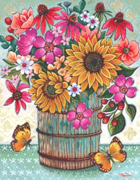 Glorious Summer Golds (Small) counted cross stitch pattern by Peggy Davis/Porterfields Fine Art Licensing