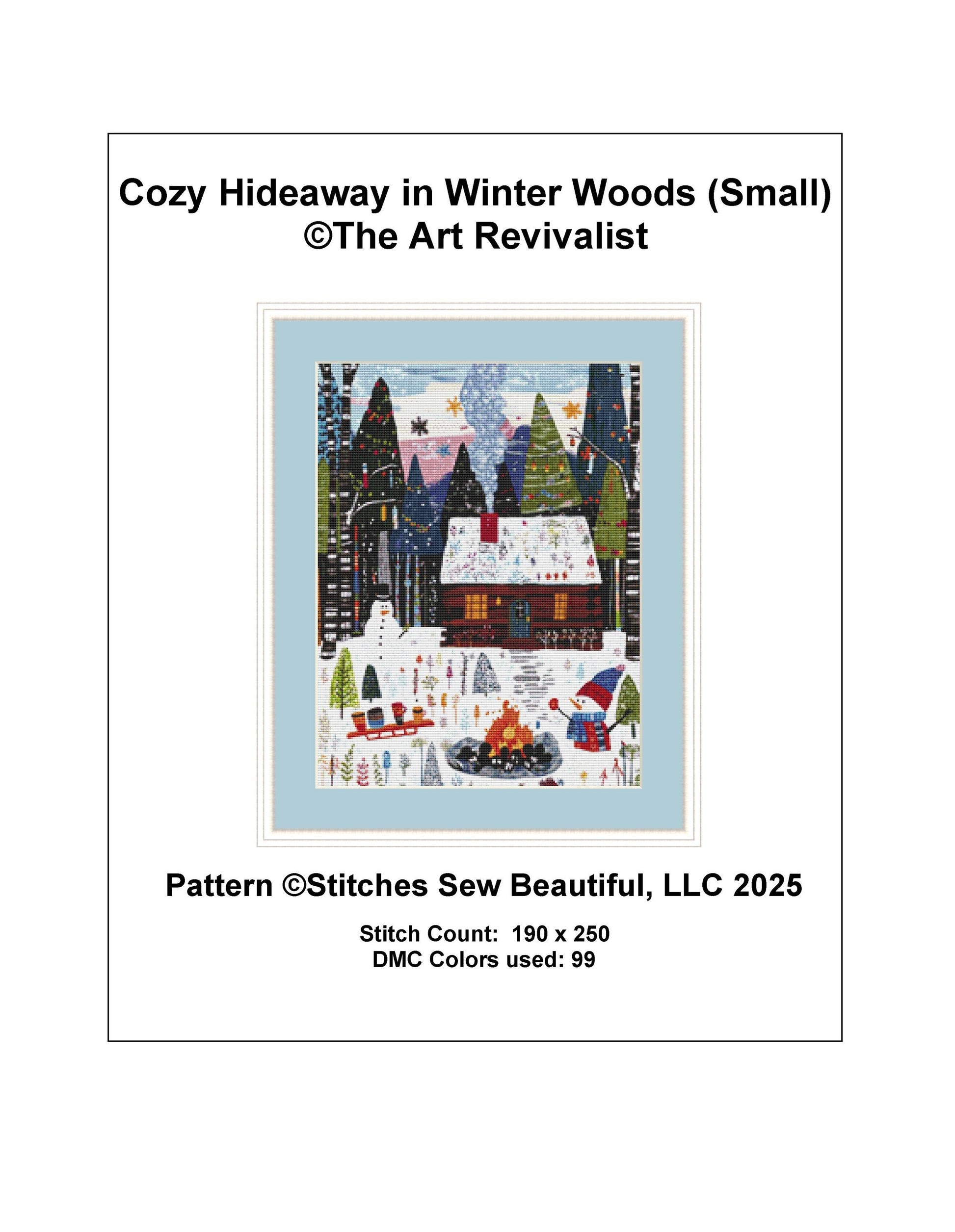 Cozy Hideaway in the Winter Woods (Small) counted cross stitch pattern by The Art Revivalist