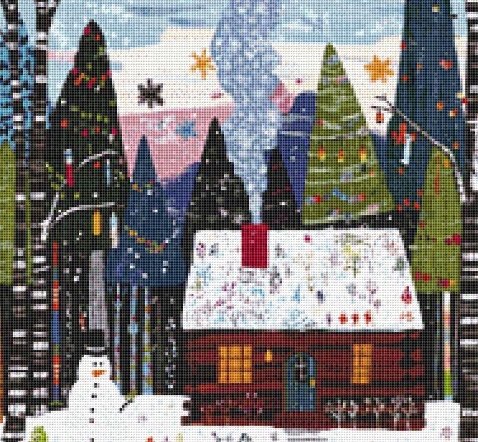 Cozy Hideaway in the Winter Woods (Small) counted cross stitch pattern by The Art Revivalist