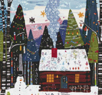 Cozy Hideaway in the Winter Woods (Small) counted cross stitch pattern by The Art Revivalist
