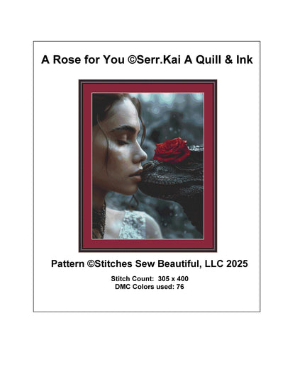 A Rose for You counted cross stitch pattern by Serr.Kai A Quill & Ink