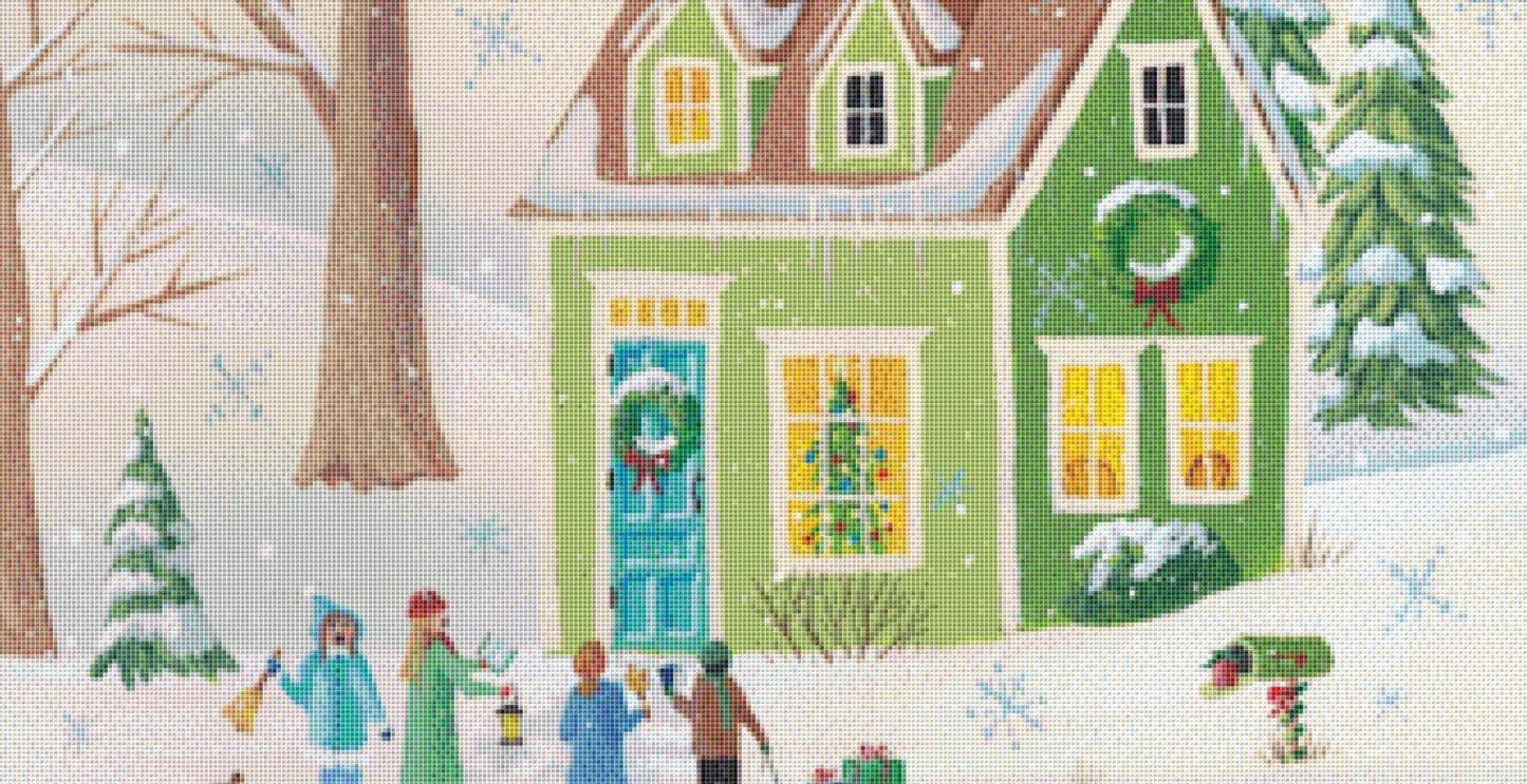 Christmas Carolers (Max Size/Color) counted cross stitch pattern by Kim Leo licensed by JMS Art licensing