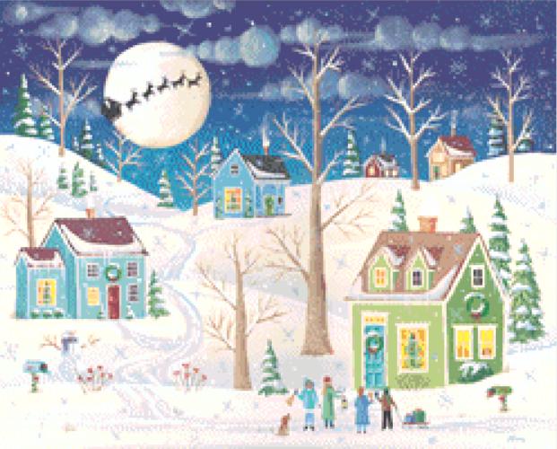 Christmas Carolers (Small) counted cross stitch pattern by Kim Leo licensed by JMS Art Licensing