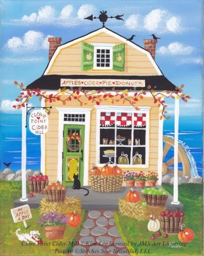 Clove Point Cider Mill (Max Size/Color) counted cross stitch pattern by Kim Leo licensed by JMS Art Licensing
