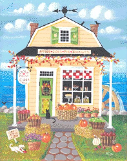 Clove Point Cider Mill (Small) counted cross stitch pattern by Kim Leo licensed by JMS Art Licensing