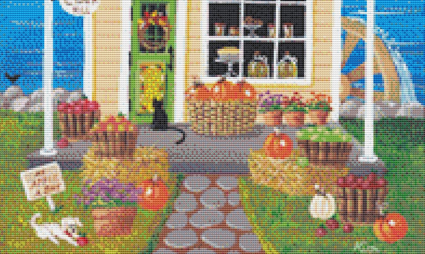 Clove Point Cider Mill (Small) counted cross stitch pattern by Kim Leo licensed by JMS Art Licensing