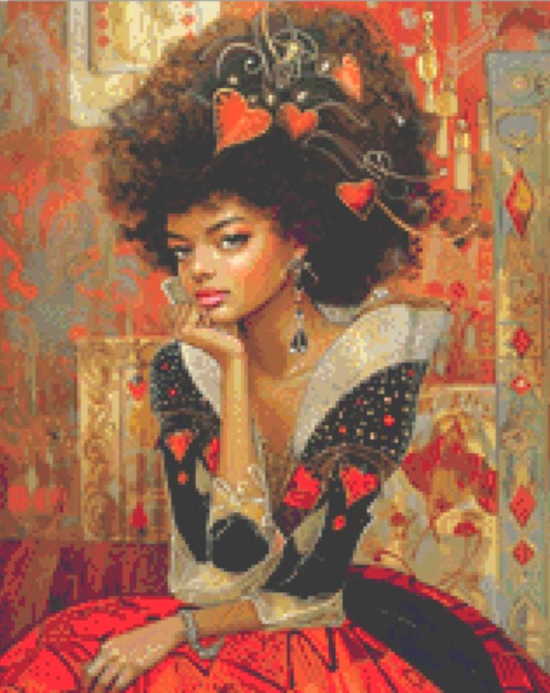 The Queen of Hearts (Small)  counted cross stitch pattern by The Art Revivalist