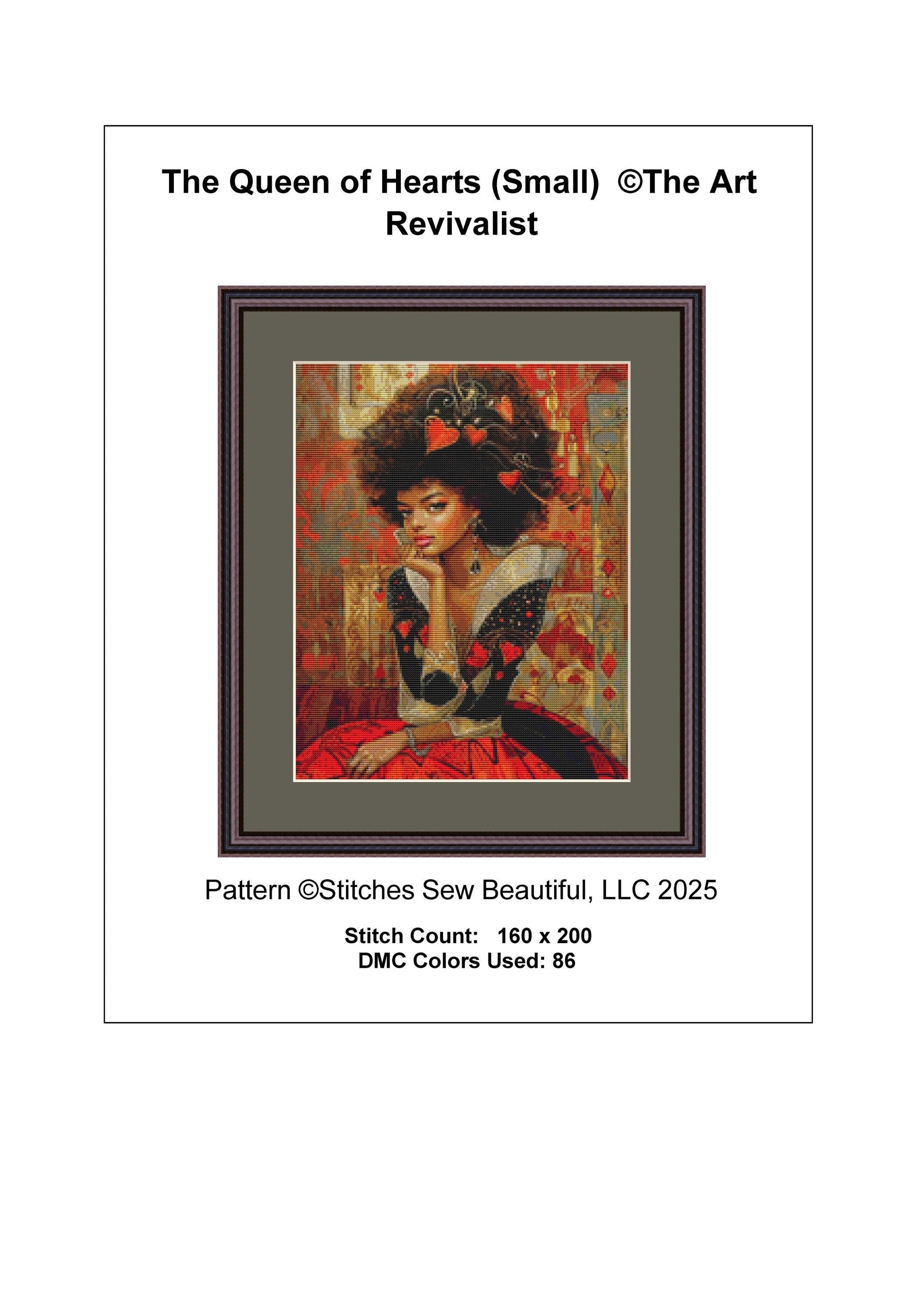 The Queen of Hearts (Small)  counted cross stitch pattern by The Art Revivalist