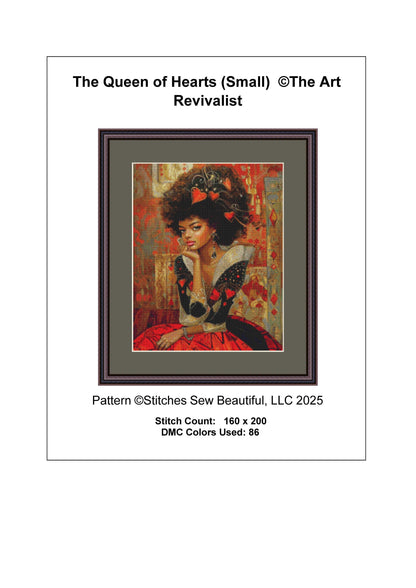 The Queen of Hearts (Small)  counted cross stitch pattern by The Art Revivalist