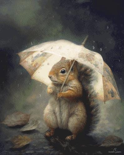 Chippy in the Rain counted cross stitch pattern by Tammy L Gross