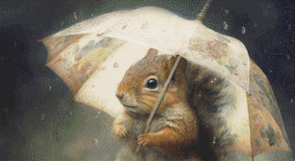 Chippy in the Rain counted cross stitch pattern by Tammy L Gross