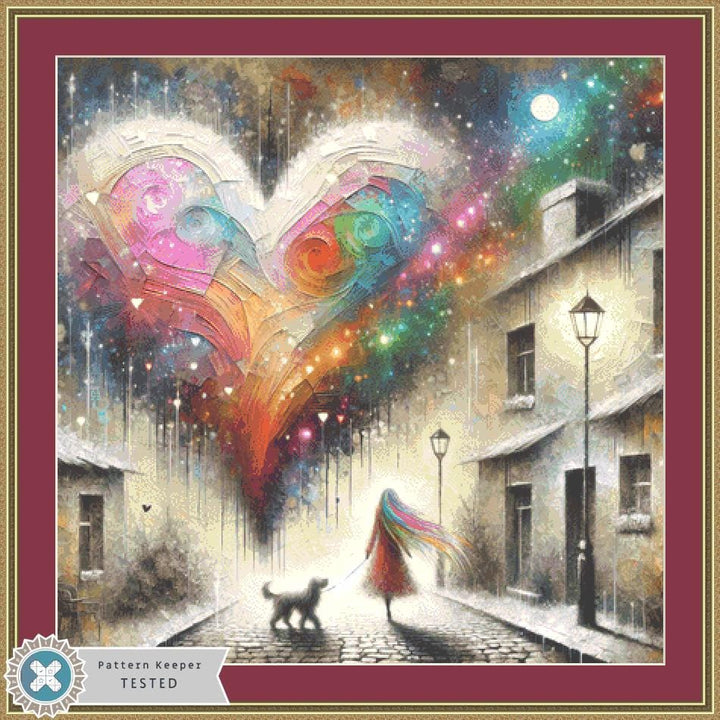 Strolling into my Vivid Destiny counted cross stitch pattern by World of Love Hearts/Adrian G. Eyre
