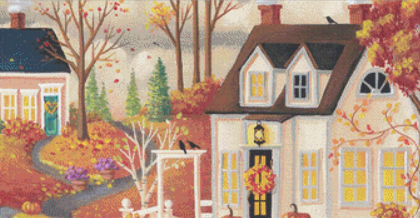 Cozy by the Fire (Max Size/Color) counted cross stitch pattern by Kim Leo licensed by JMS Art Licensing