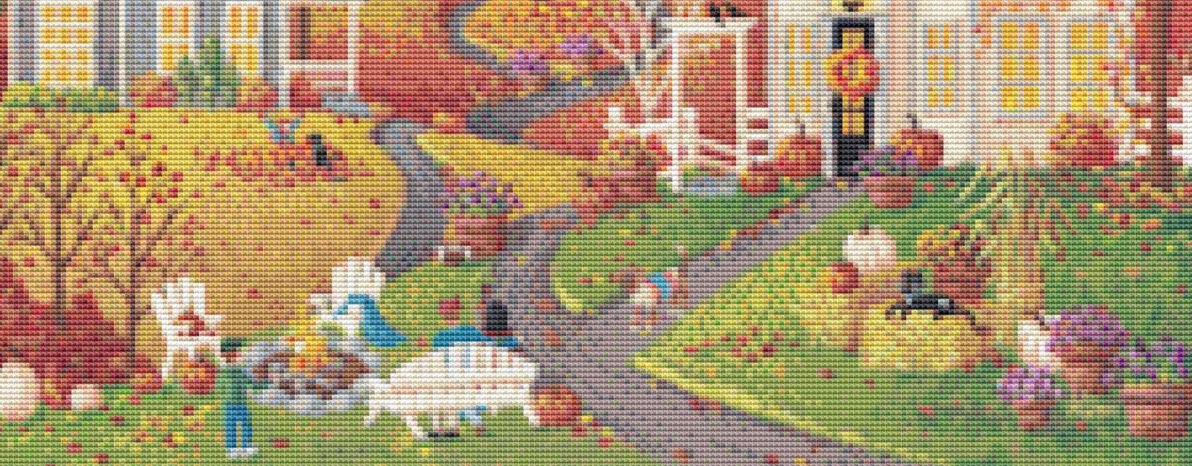 Cozy by the Fire (Small) counted cross stitch pattern by Kim Leo licensed by JMS Art Licensing