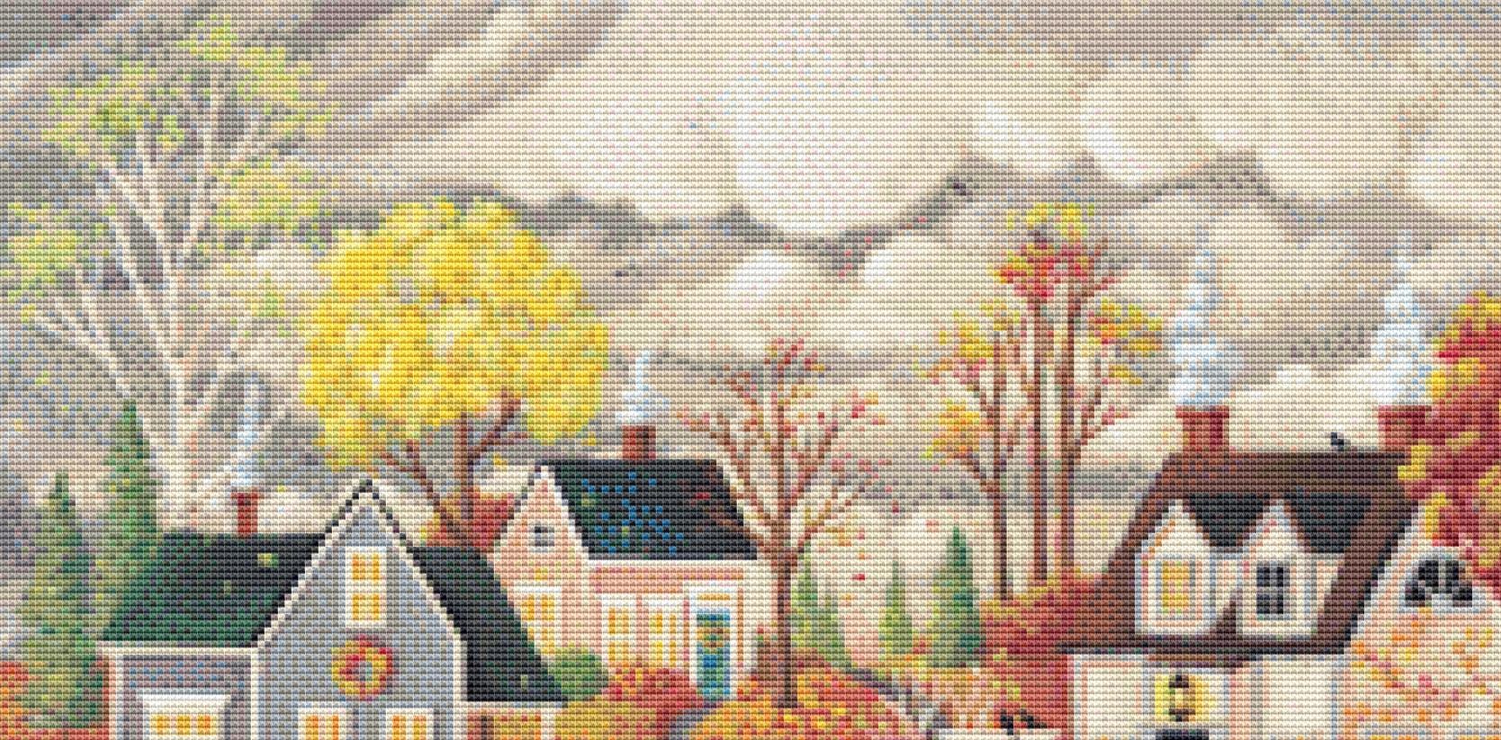 Cozy by the Fire (Small) counted cross stitch pattern by Kim Leo licensed by JMS Art Licensing
