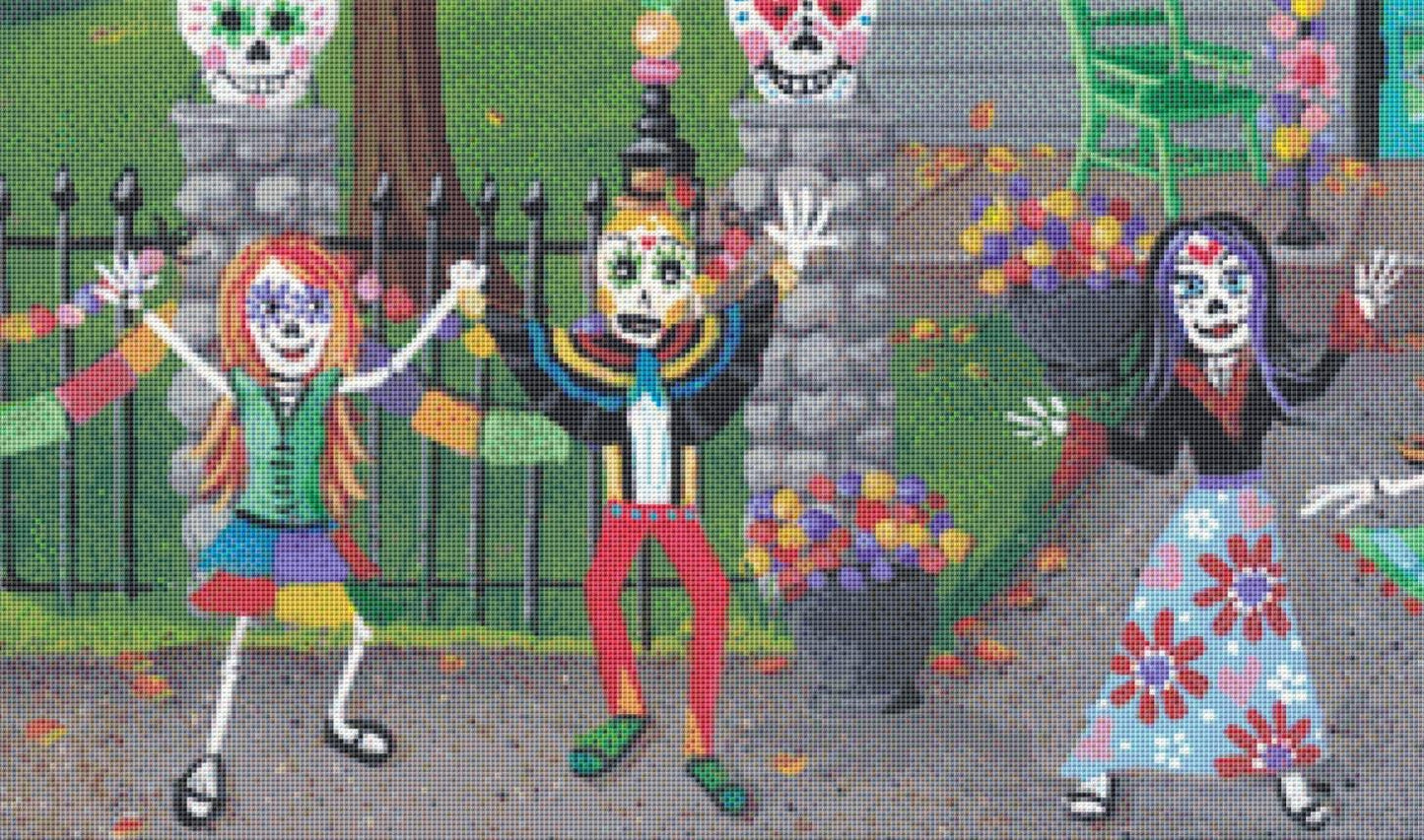 Day of the Dead (Max Size/Color) counted cross stitch pattern by Kim Leo licensed by JMS Art Licensing