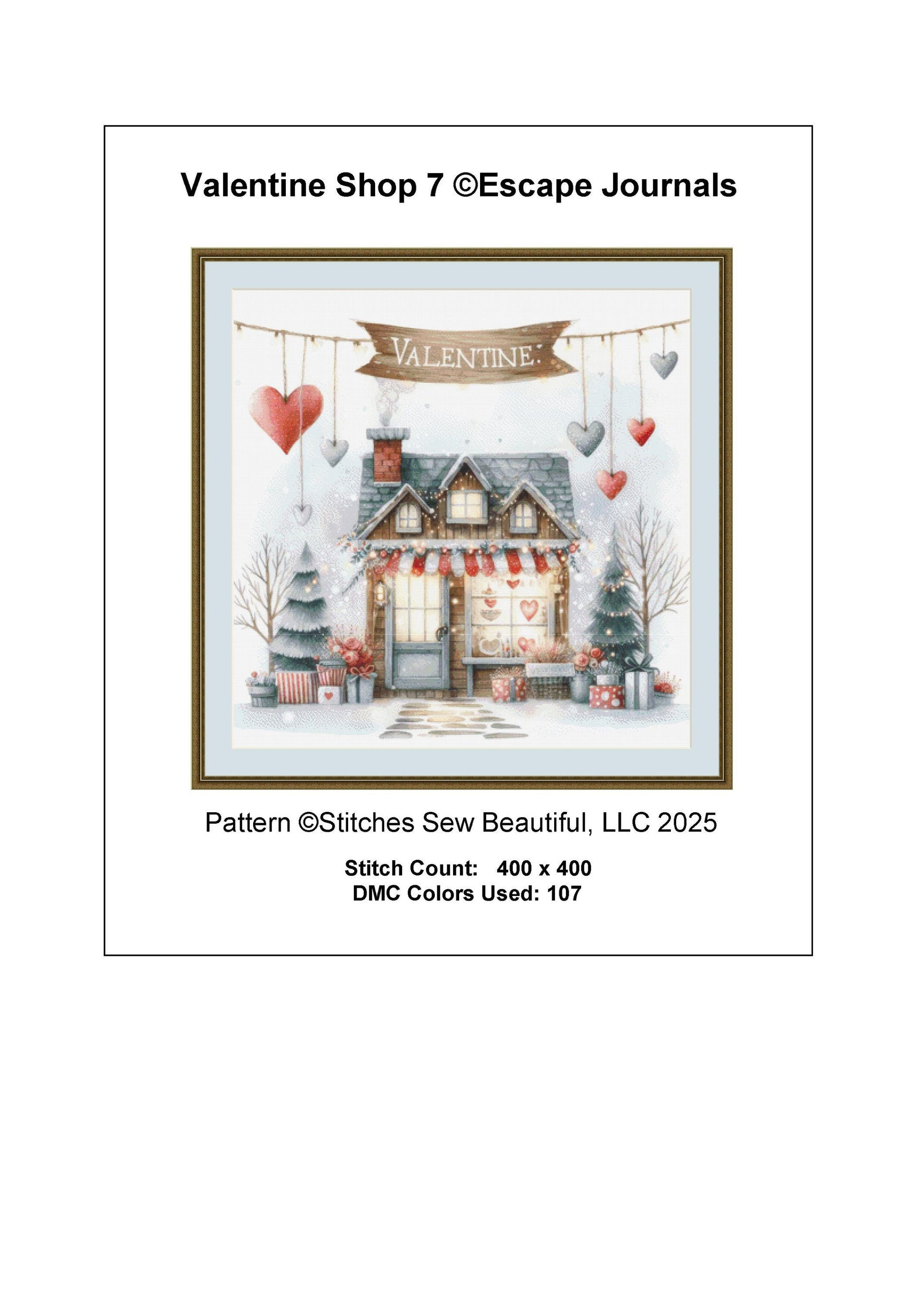Valentine Shop No. 7 counted cross stitch pattern by Escape Journals