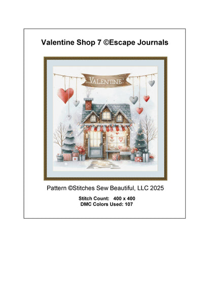 Valentine Shop No. 7 counted cross stitch pattern by Escape Journals