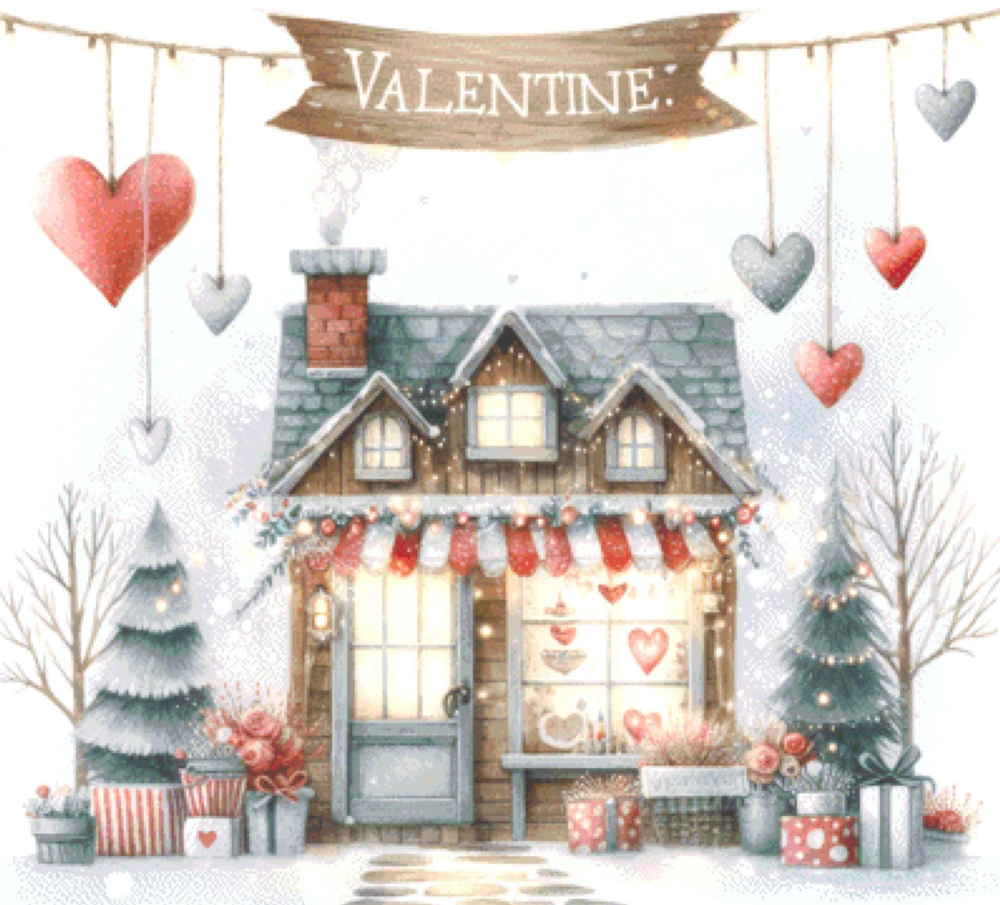 Valentine Shop No. 7 counted cross stitch pattern by Escape Journals
