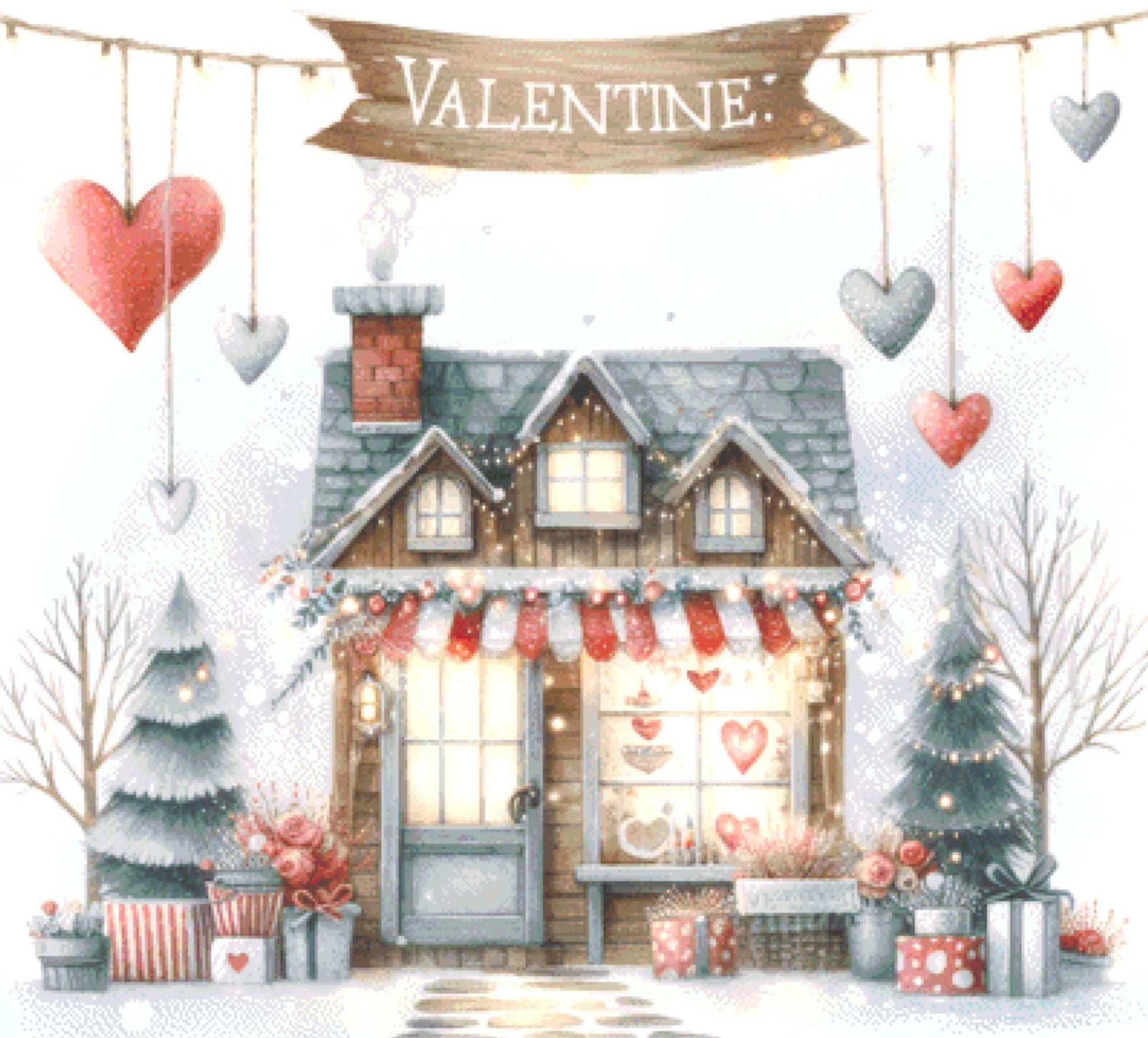 Valentine Shop No. 7 counted cross stitch pattern by Escape Journals