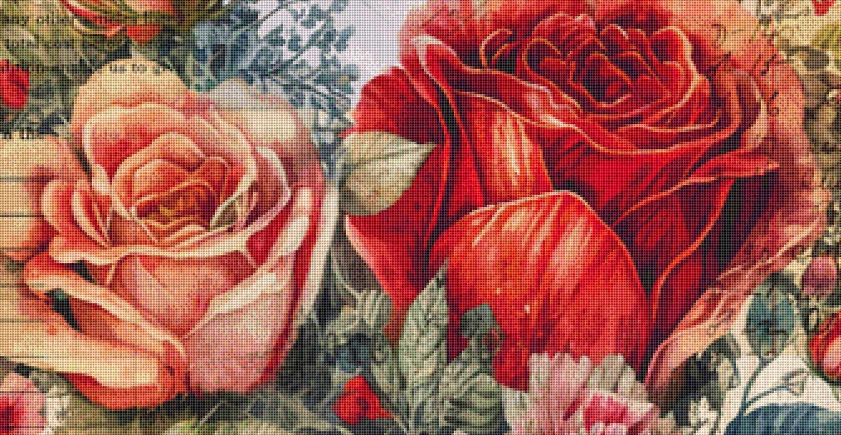 Heart of Roses (Max Size/Color) counted cross stitch pattern by Sharm Studio