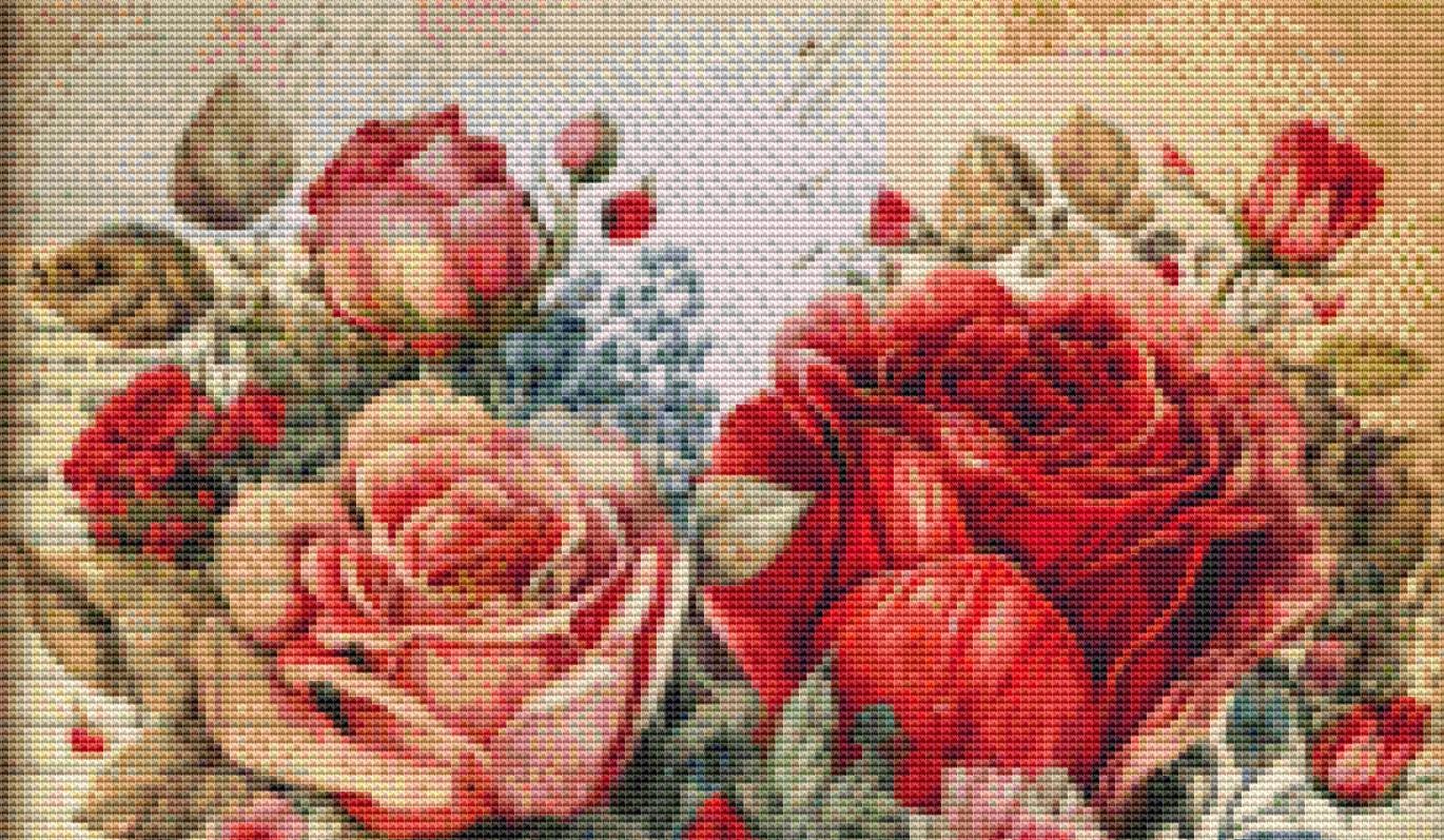 Heart of Roses (Small) counted cross stitch pattern by Sharm Studio
