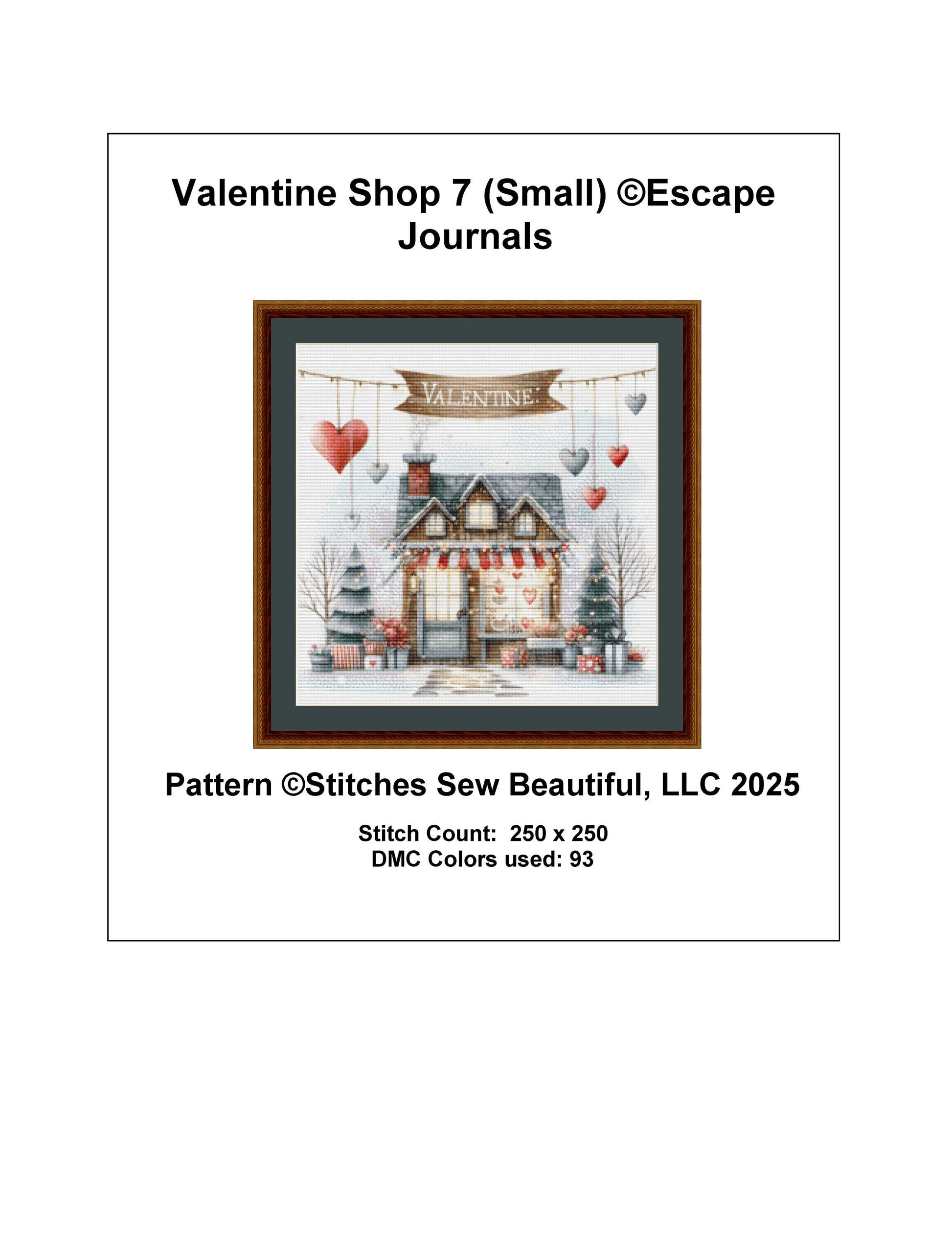 Valentine Shop No. 7 (Small) counted cross stitch pattern by Escape Journals