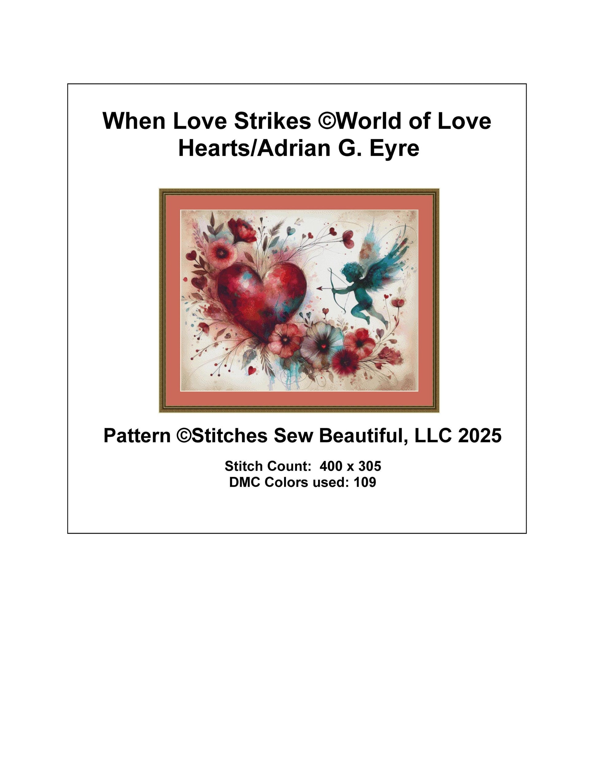 When Love Strikes counted cross stitch pattern by World of Love Hearts/Adrian G. Eyre