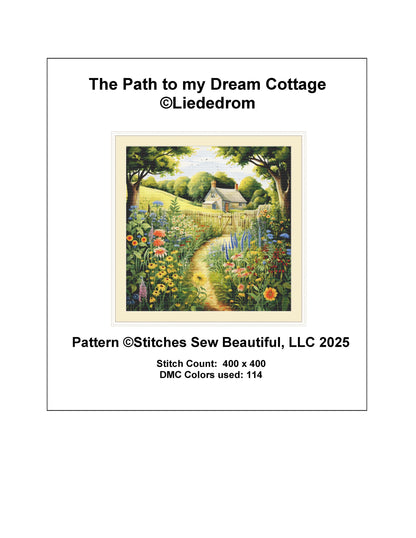 The Path to my Dream Cottage counted cross stitch pattern by Liededrom