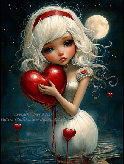 Lovesick counted cross stitch pattern by Ingrid Jean