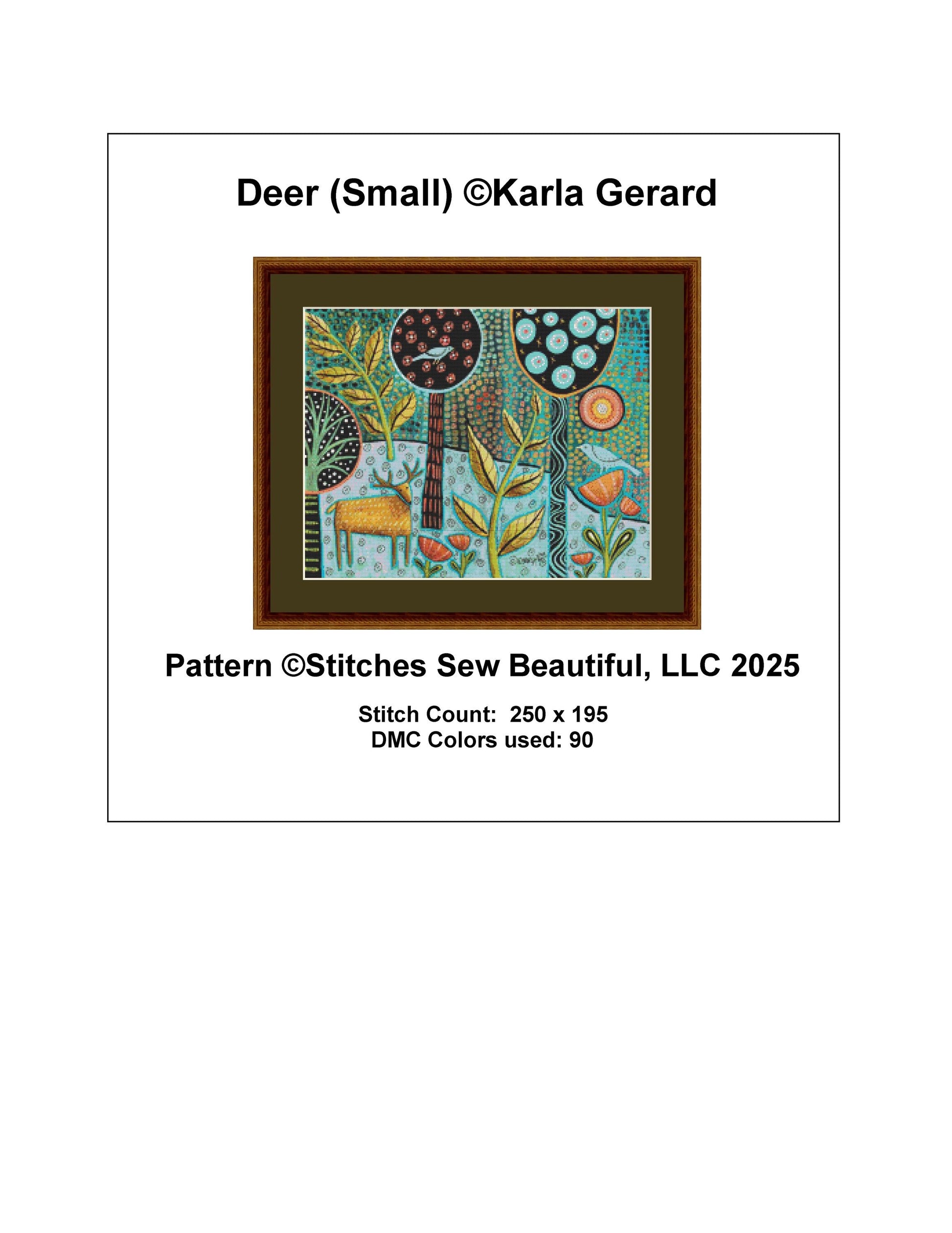 Deer (Small) counted cross stitch pattern by Karla Gerard