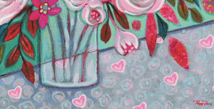 Shimmering Pink Bouquet counted cross stitch pattern by Peggy Davis/Porterfields Fine Art Licensing