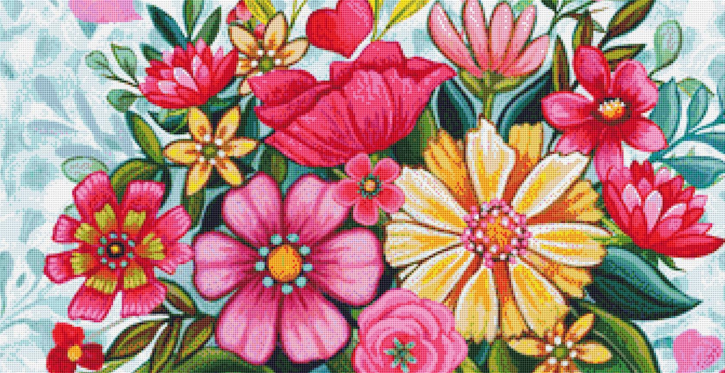 Happy Heart Floral 1 counted cross stitch pattern by Peggy Davis/Porterfields Fine Art Licensing